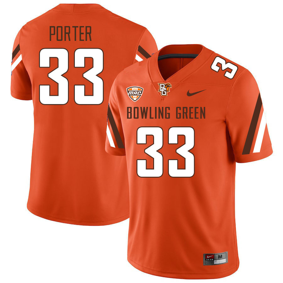 Bowling Green Falcons #33 Jordan Porter College Football Jerseys Stitched Sale-Orange